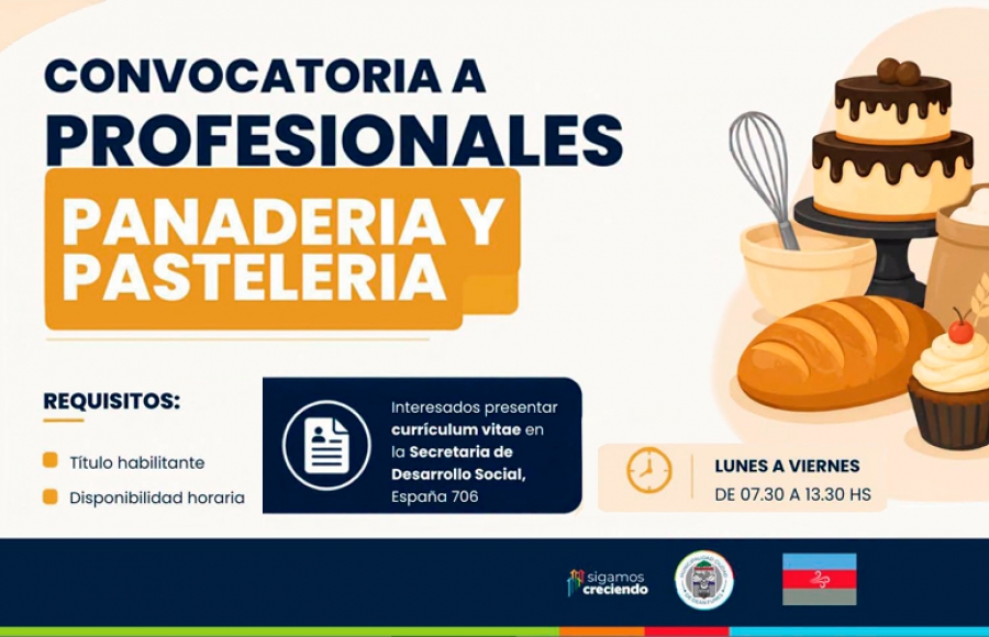 CONVOCATORIA A PROFESIONALES DE PANADERÍA Y PASTELERÍA